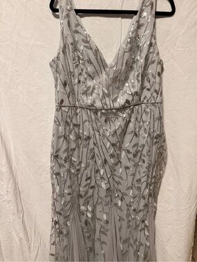 Ever Pretty Silver Leaf Sequin V-Neck Maxi Dress